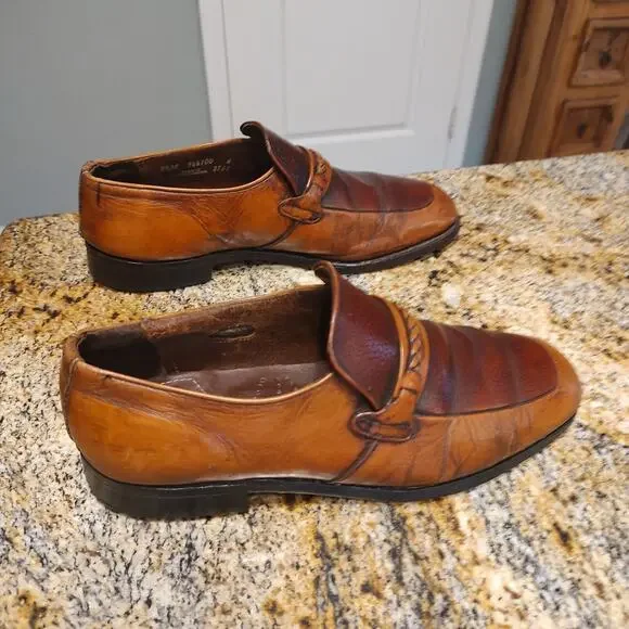 Vintage Nunn Bush Brown Leather Loafers Size 8 1/2 EEE ID 944100